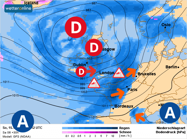 Carte de prévisions d'europe du Dimanche 15 novembre 2020