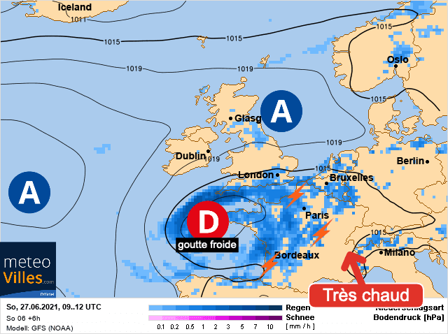 Carte de prévisions d'europe du Dimanche 27 juin 2021