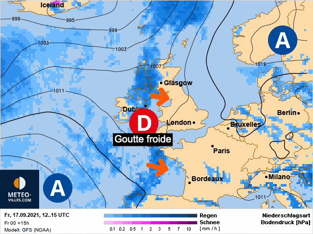 Carte de prévisions d'europe du Vendredi 17 septembre 2021