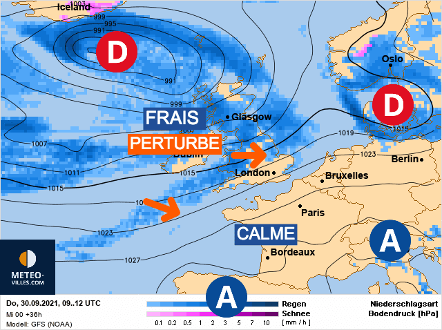 Carte de prévisions d'europe du Jeudi 30 septembre 2021