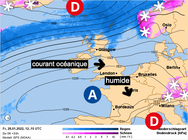 Carte de prévisions d'europe du Vendredi 28 janvier 2022
