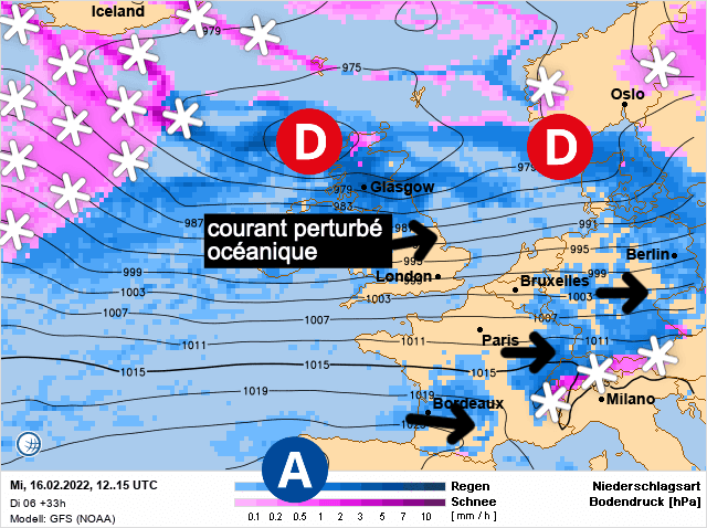 Carte de prévisions d'europe du Mercredi 16 février 2022