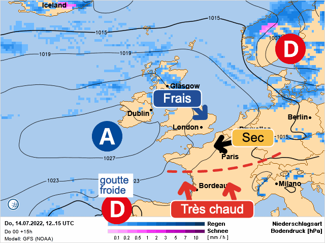 Carte de prévisions d'europe du Jeudi 14 juillet 2022