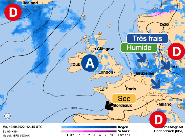Carte de prévisions d'europe du Lundi 19 septembre 2022
