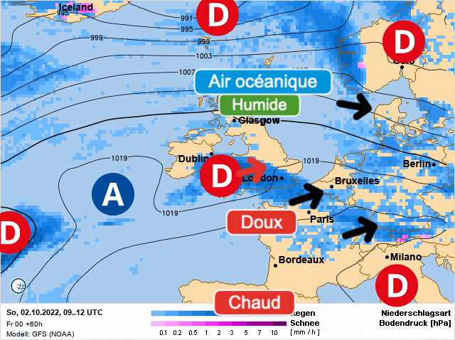 Carte de prévisions d'europe du Dimanche 2 octobre 2022