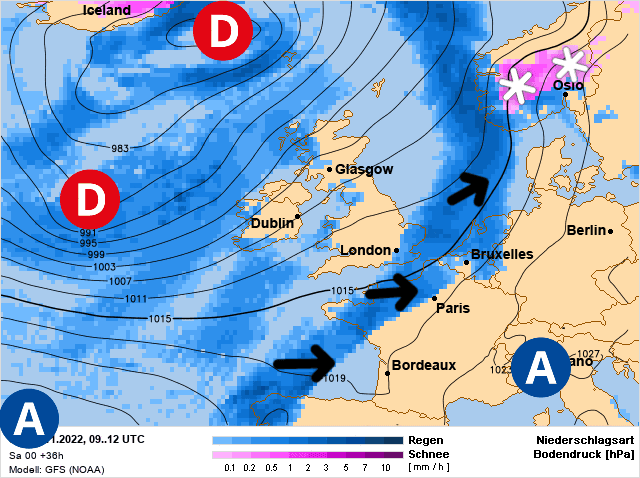 Carte de prévisions d'europe du Dimanche 27 novembre 2022