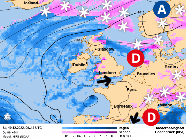 Carte de prévisions d'europe du Samedi 10 décembre 2022