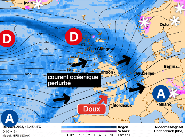 Carte de prévisions d'europe du Mardi 10 janvier 2023