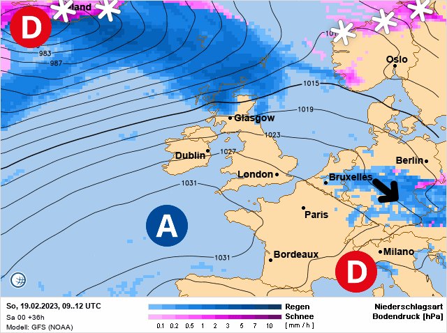 Carte de prévisions d'europe du Dimanche 19 février 2023