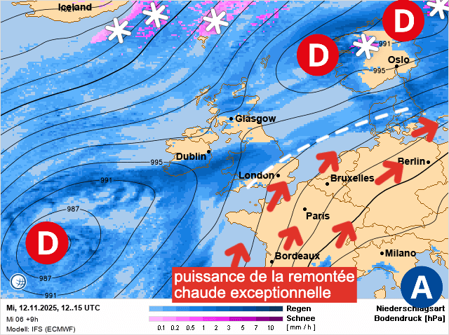 Carte de prévisions d'europe du Mercredi 12 novembre 2025