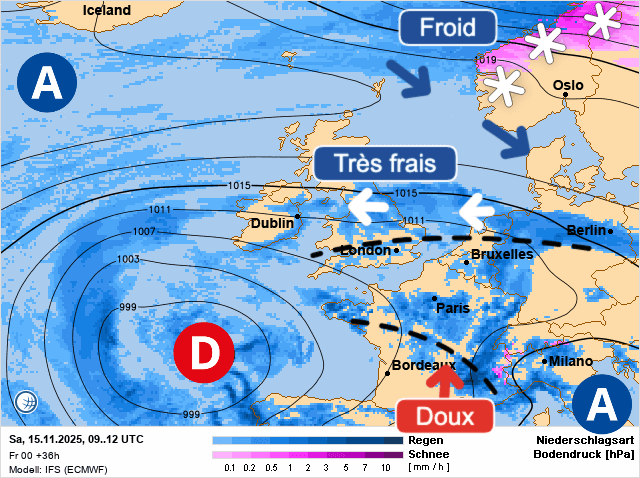 Carte de prévisions d'europe du Samedi 15 novembre 2025