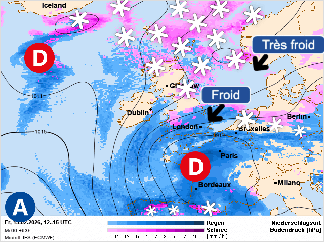 Carte de prévisions d'europe du Vendredi 13 février 2026