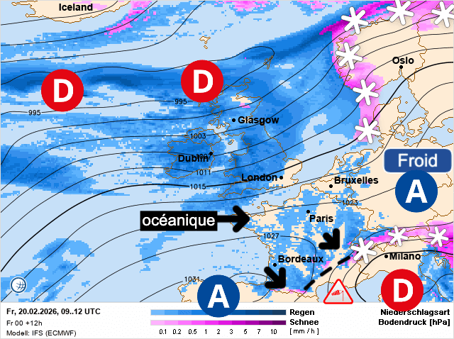 Carte de prévisions d'europe du Vendredi 20 février 2026