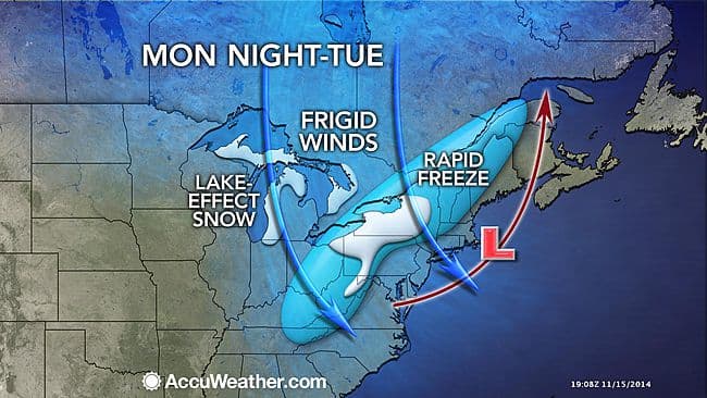 Image d'illustration pour Froid et neige par effet lac aux Etats-Unis