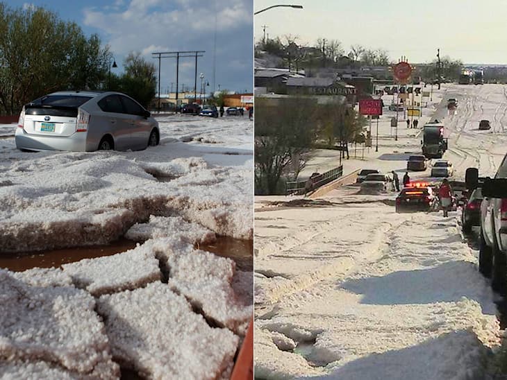 Image d'illustration pour Orage de grêle impressionnant à Santa Rosa (Nouveau Mexique)