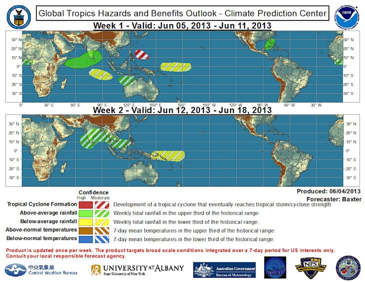Image d'illustration pour Bulletin hebdomadaire de météorologie tropicale