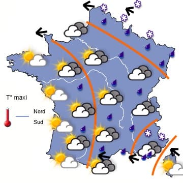 Lente progression de l'air froid vers le sud 