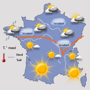 Anticyclonique - gris et nord, soleil au sud 