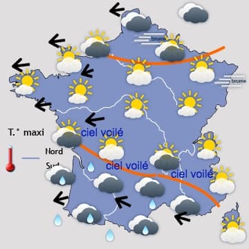 Arrivée de la pluie par le sud et remontée des températures
