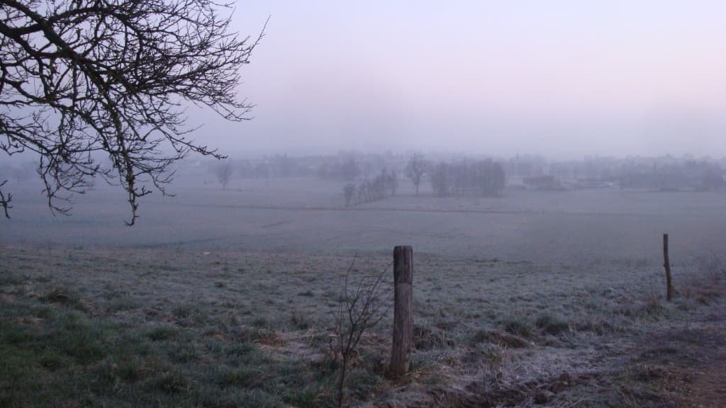 Ce matin à 7h gelée blanche et brume
