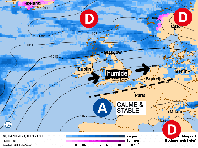 Carte de prévisions d'europe du Mercredi 4 octobre 2023