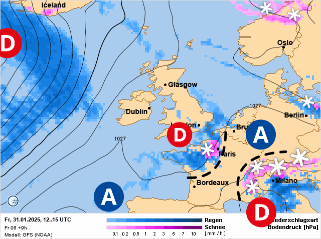 Carte de prévisions d'europe du Vendredi 31 janvier 2025