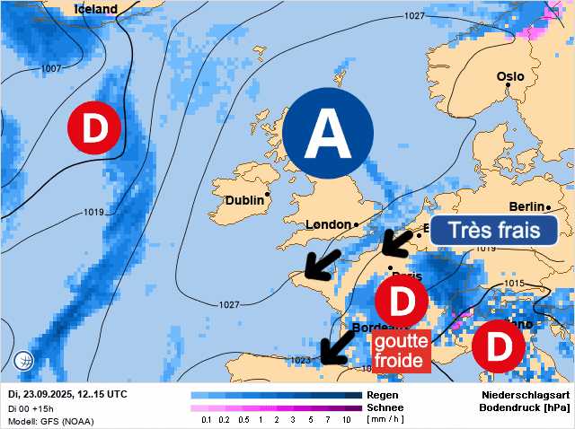 Carte de prévisions d'europe du Mardi 23 septembre 2025