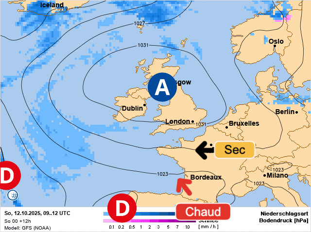 Carte de prévisions d'europe du Dimanche 12 octobre 2025
