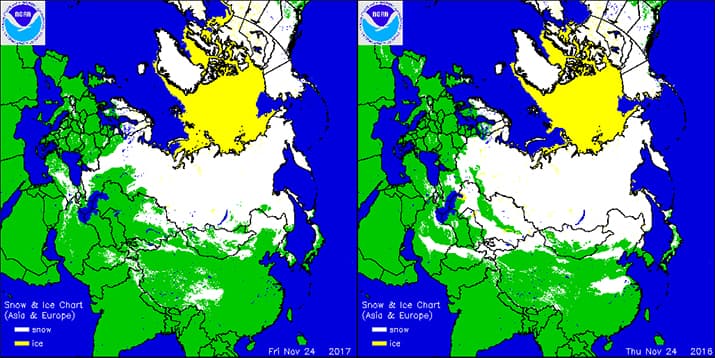 Image d'illustration pour Enneigement sur l'Hémisphère Nord: bilan positif en Octobre